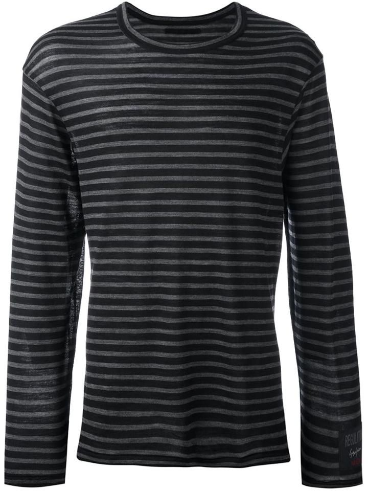 Yohji Yamamoto Fine Stripe Jumper, Men's, Size: 3, Black, Wool