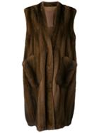 Liska Oversized Sleeveless Coat - Brown