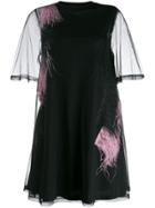 Mcq Alexander Mcqueen Feather-embellished T-shirt Dress - Black