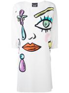 Boutique Moschino - Face Print Dress - Women - Polyester/other Fibres - 38, White, Polyester/other Fibres