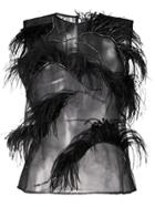 Brognano Feathered Sheer Top - Black