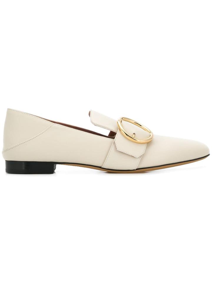 Bally Buckle Embellished Loafers - White