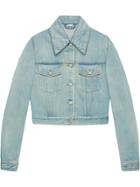 Gucci Denim Jacket With Patches - Blue