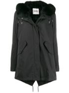 Yves Salomon Army Fur Trimmed Parka Coat - Black