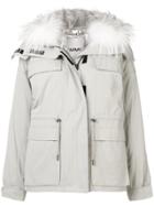 Yves Salomon Fur Collar Puffer Jacket - Grey