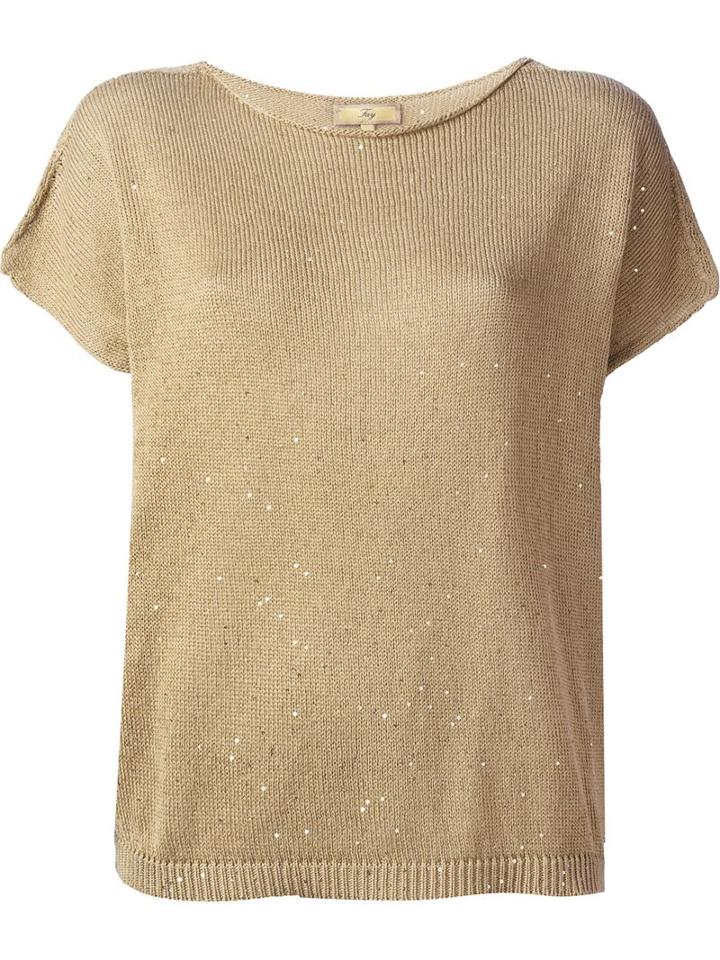 Fay Knitted Top, Women's, Size: L, Brown, Cotton/polyester