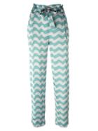 Armani Collezioni Wavy Print Trousers, Women's, Size: 44, Green, Polyester