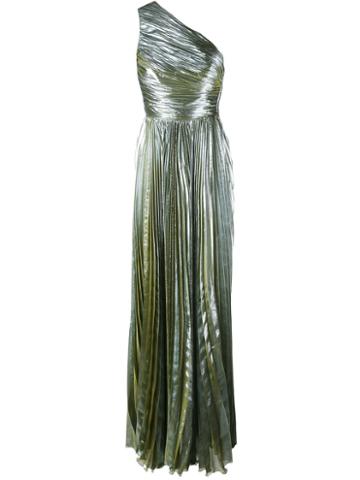 Maria Lucia Hohan Metallic One Shoulder Gown, Women's, Size: 38, Green, Silk/spandex/elastane