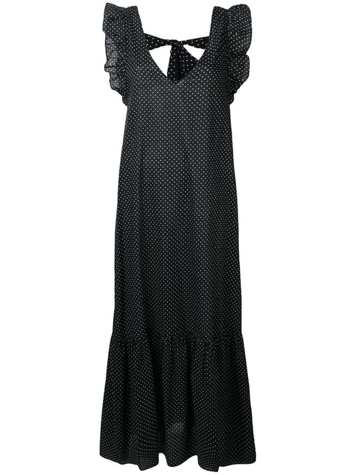 Ganni Long Polka Dot Dress - Black