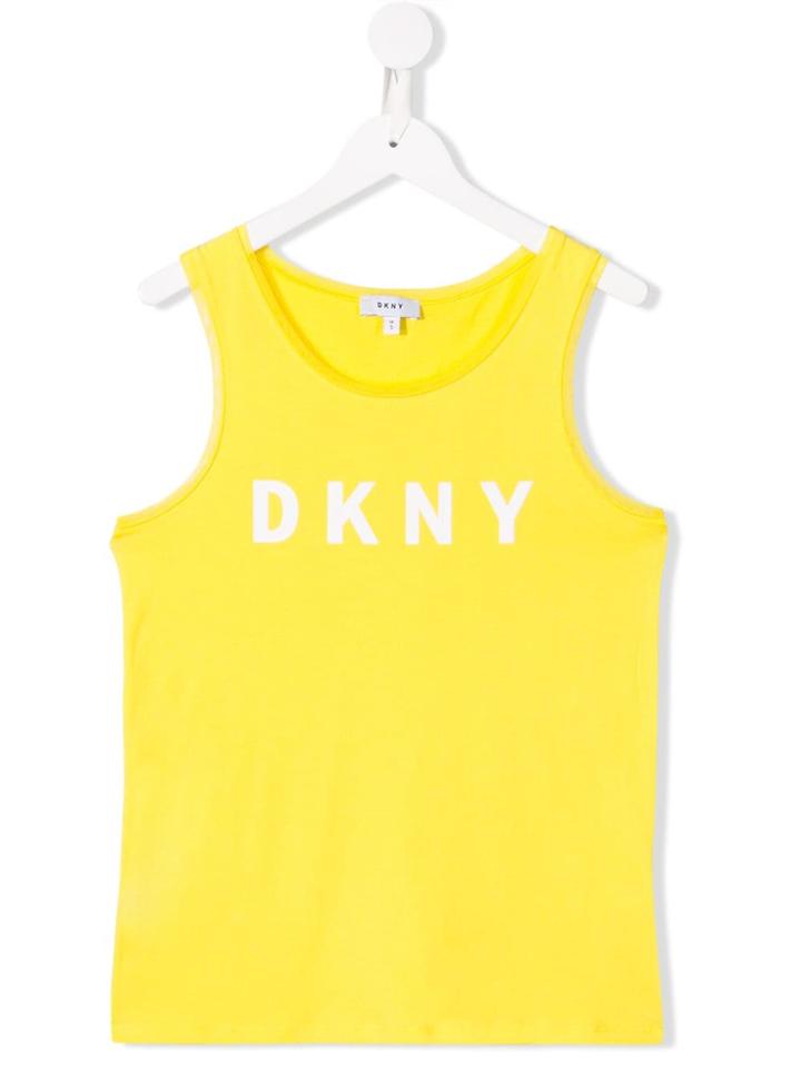 Dkny Kids Teen Logo Print Tank Top - Yellow