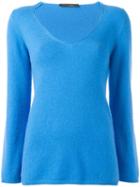 Incentive! Cashmere V-neck Jumper, Women's, Size: Large, Blue, Cashmere