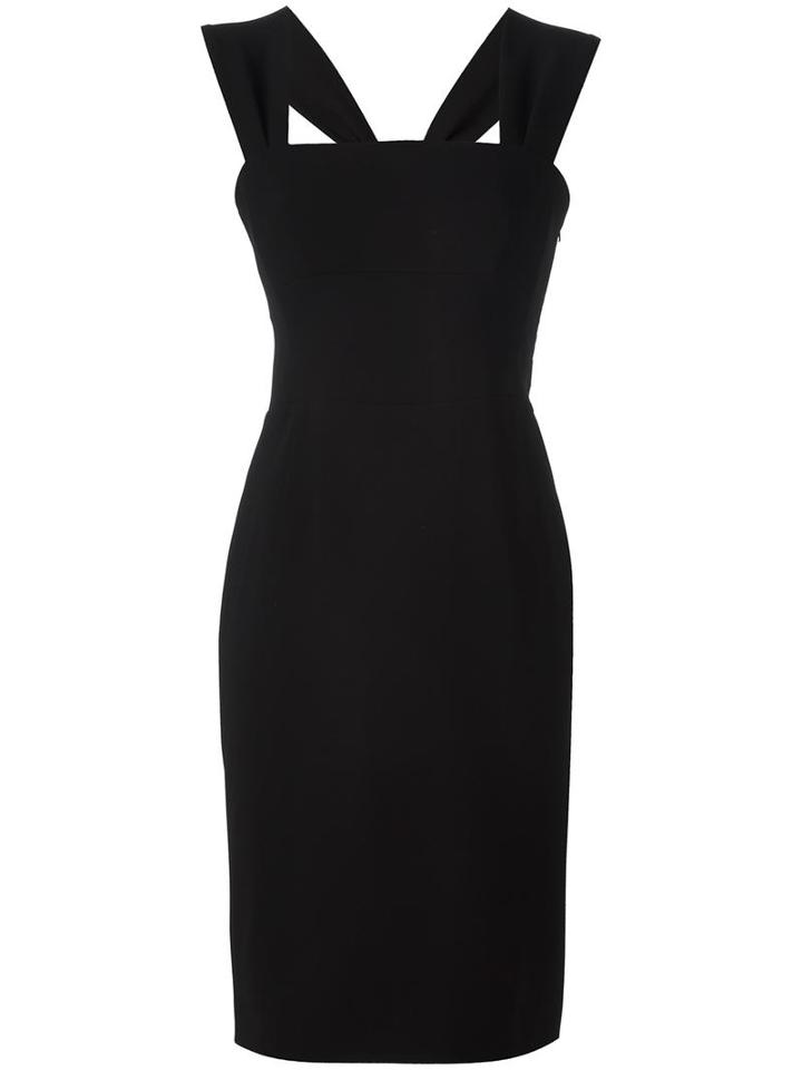 Boutique Moschino Back Bows Fitted Dress, Women's, Size: 40, Black, Triacetate/acetate/polyester
