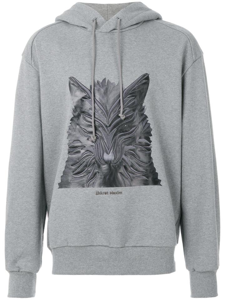 Juun.j Wolf Print Hoodie - Grey