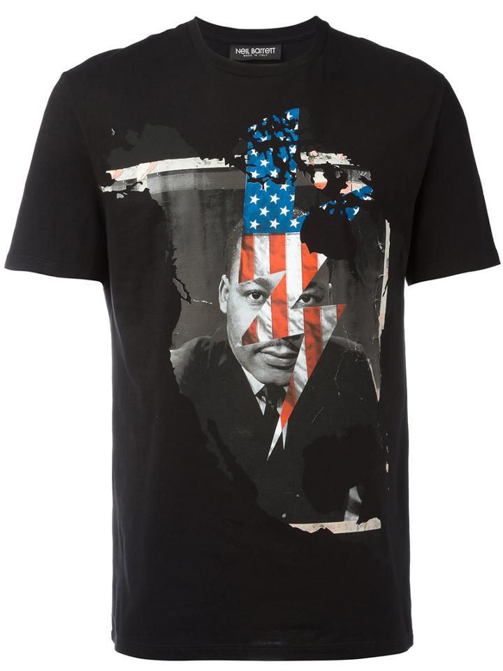 Neil Barrett Martin Luther King T-shirt, Men's, Size: Xs, Black, Cotton