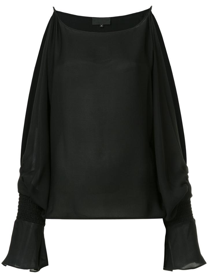 Nili Lotan Cut Out Shoulder Top - Black
