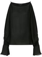 Nili Lotan Cut Out Shoulder Top - Black