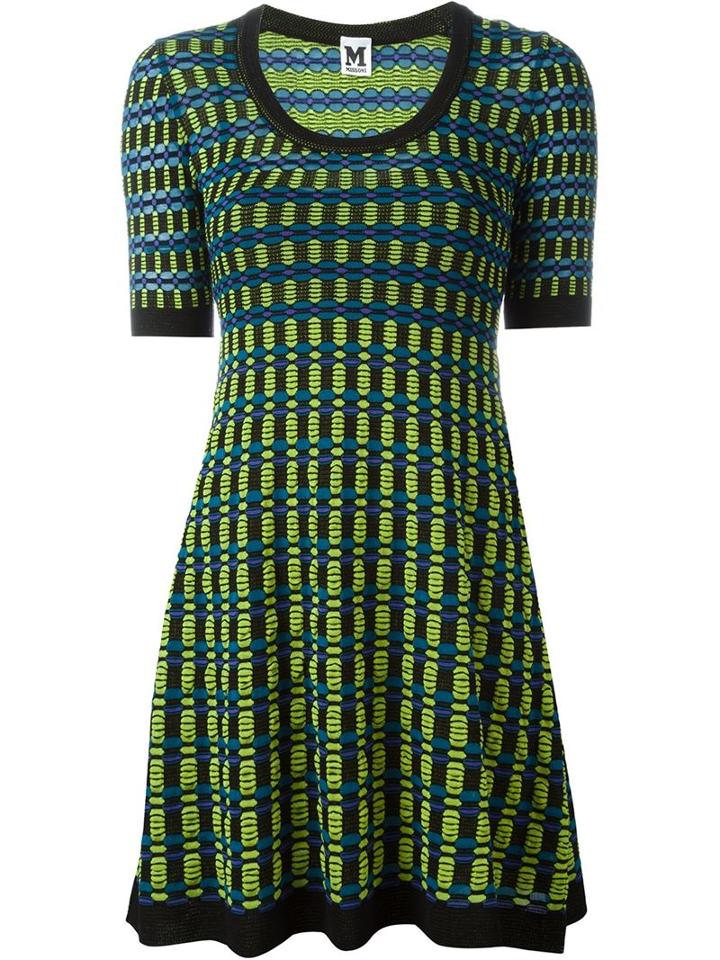 M Missoni Contrast Trim Plaid Knitted Dress