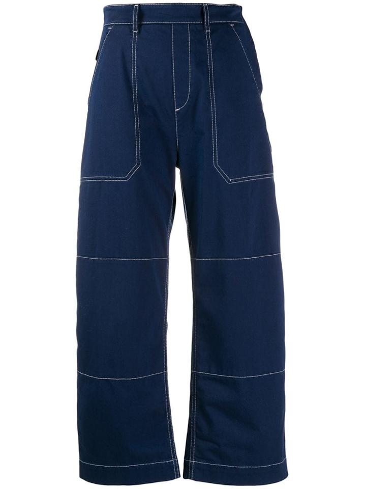Chloé Stitching Detail Cropped Trousers - Blue