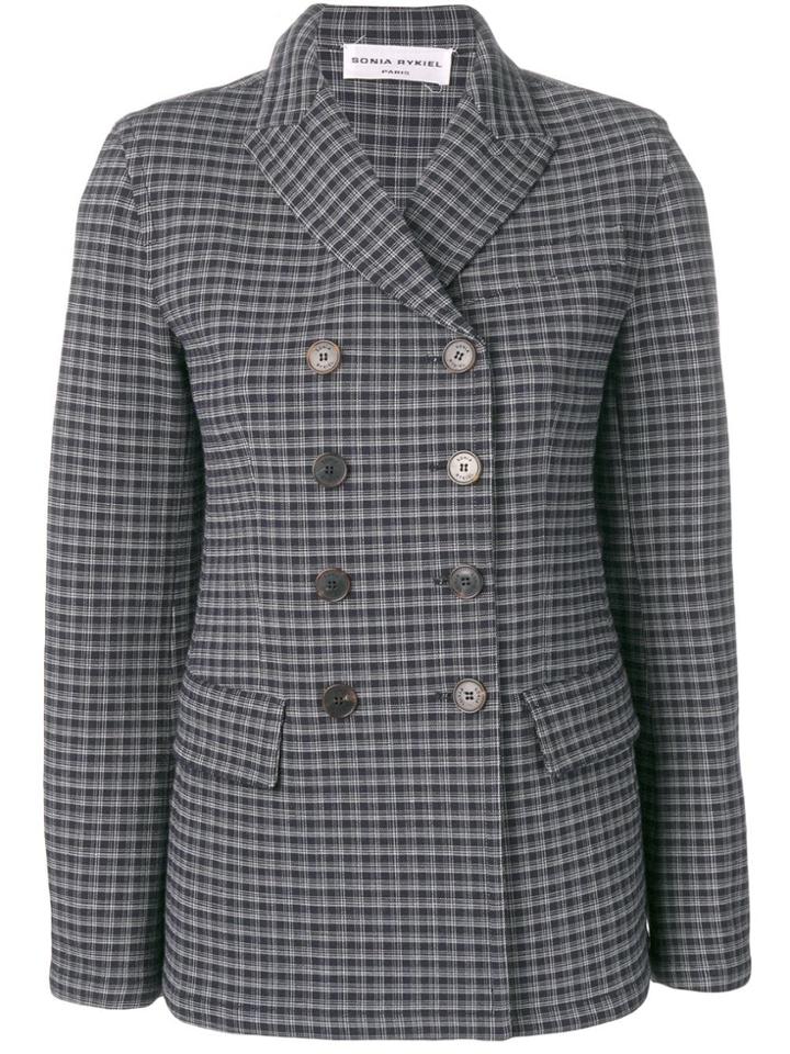 Sonia Rykiel Check Buttoned Blazer - Black