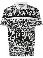 Versace Graffiti Print Polo Shirt - White