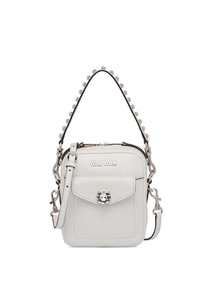 Miu Miu Crystal Bandoleer Bag - White