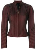 John Galliano Vintage Pinstriped Zipped Blouse - Red