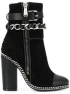Balmain Chain Trim Ankle Boots - Black