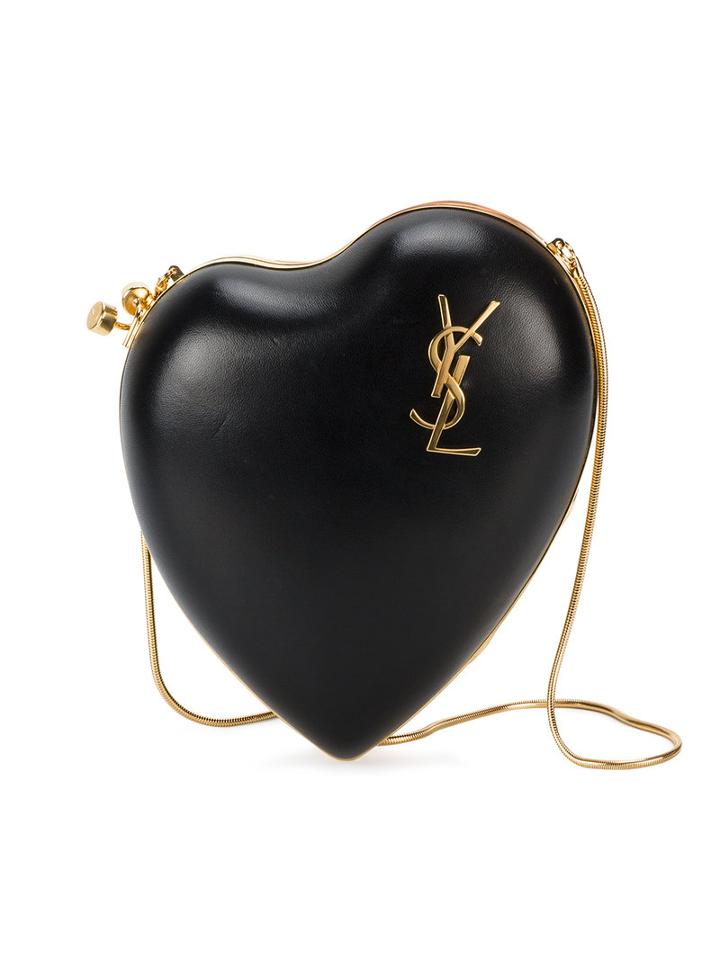 Saint Laurent Love Monogram Clutch Bag, Women's, Black, Leather/metal (other)