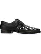 Lanvin Check Detail Loafers, Men's, Size: 7, Black, Calf Leather/leather