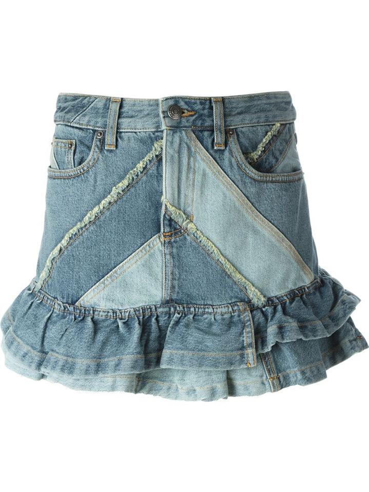 Marc By Marc Jacobs Frill Denim Skirt, Women's, Size: 26, Blue, Cotton