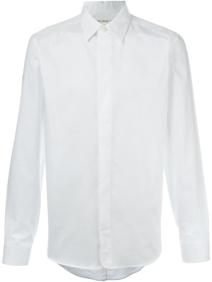 Marc Jacobs Concealed Button Fastening Shirt, Men's, Size: 50, White, Cotton