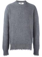 Msgm Frayed Pullover, Men's, Size: Xs, Grey, Polyamide/wool