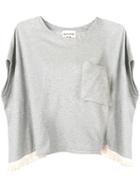 Semicouture Grey Fringed T-shirt