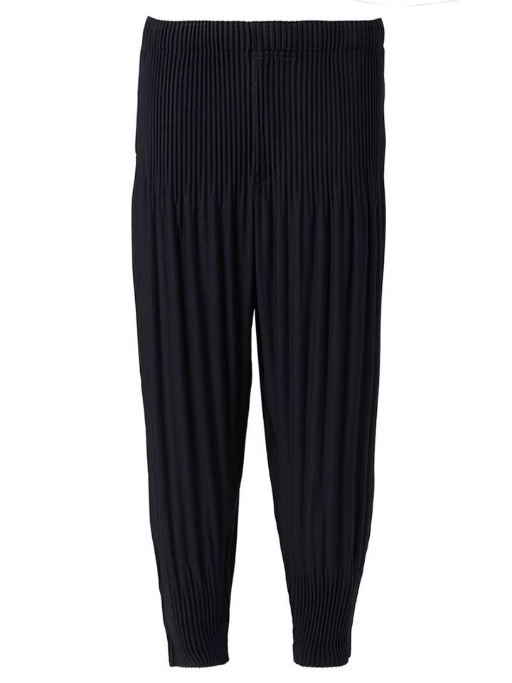 Homme Plissé Issey Miyake Pleated Tapered Trousers, Men's, Size: 3, Blue, Polyester