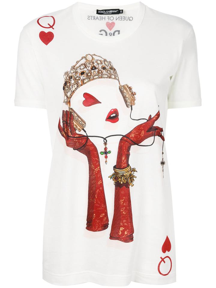 Dolce & Gabbana Queen Playing Card T-shirt - White