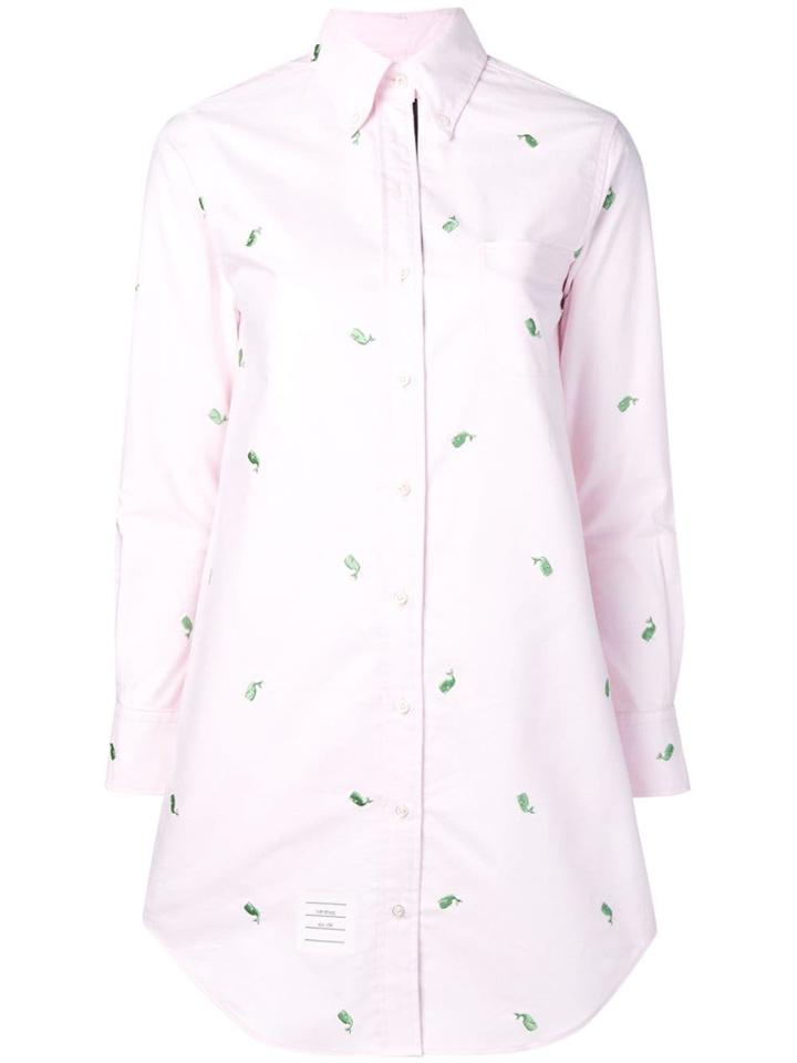 Thom Browne Whale Embroidery Oxford Shirtdress - Pink