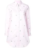 Thom Browne Whale Embroidery Oxford Shirtdress - Pink