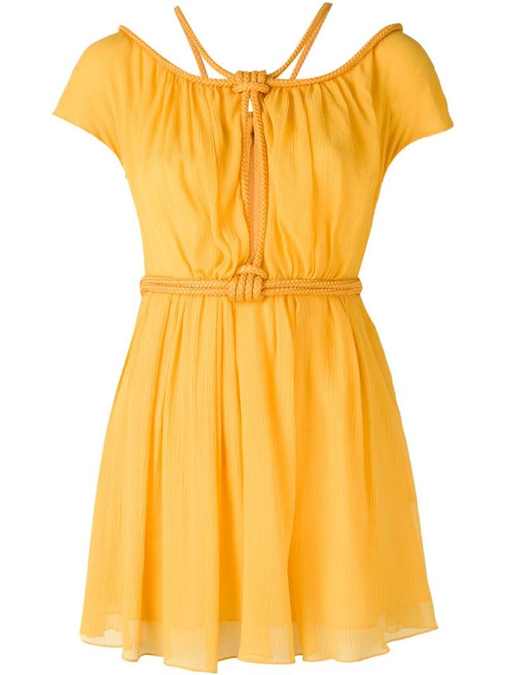 Jay Ahr Rope Detail Boat Neck Dress, Women's, Size: 38, Yellow/orange, Silk/nylon