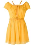 Jay Ahr Rope Detail Boat Neck Dress, Women's, Size: 38, Yellow/orange, Silk/nylon