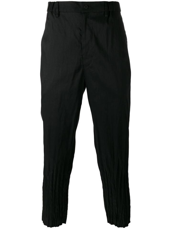 Issey Miyake Men - Creased Cuffs Loose-fit Trousers - Men - Linen/flax/polyester - 5, Black, Linen/flax/polyester