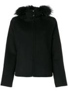 P.a.r.o.s.h. Fur Trim Hooded Jacket - Black