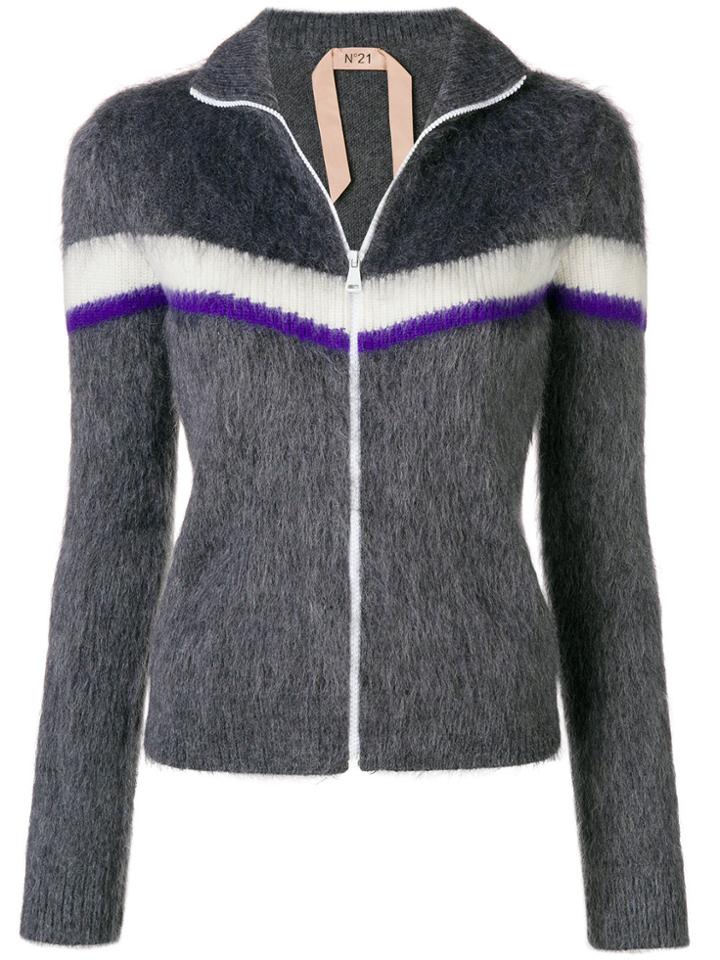 No21 Colour-block Zip Jumper - Grey