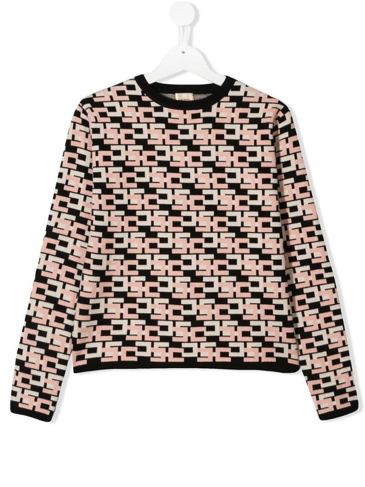 Elisabetta Franchi La Mia Bambina Logo Print Sweater - Black