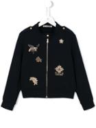 Ermanno Scervino Junior Embellished Zip Sweatshirt, Girl's, Size: 10 Yrs, Blue