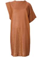 Nude Sparkly Knit Asymmetric Dress, Women's, Size: 38, Yellow/orange, Polyamide/polyester/viscose
