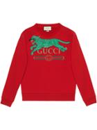 Gucci Gucci Logo Sweatshirt With Tiger - Red
