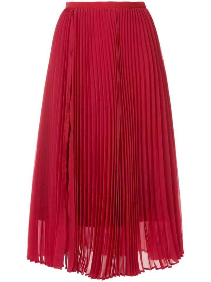 Le Ciel Bleu Sheer Pleated Skirt - Red