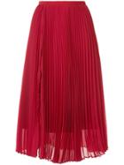 Le Ciel Bleu Sheer Pleated Skirt - Red