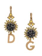 Dolce & Gabbana Crystal-embellished Logo Pendant Earrings - Gold