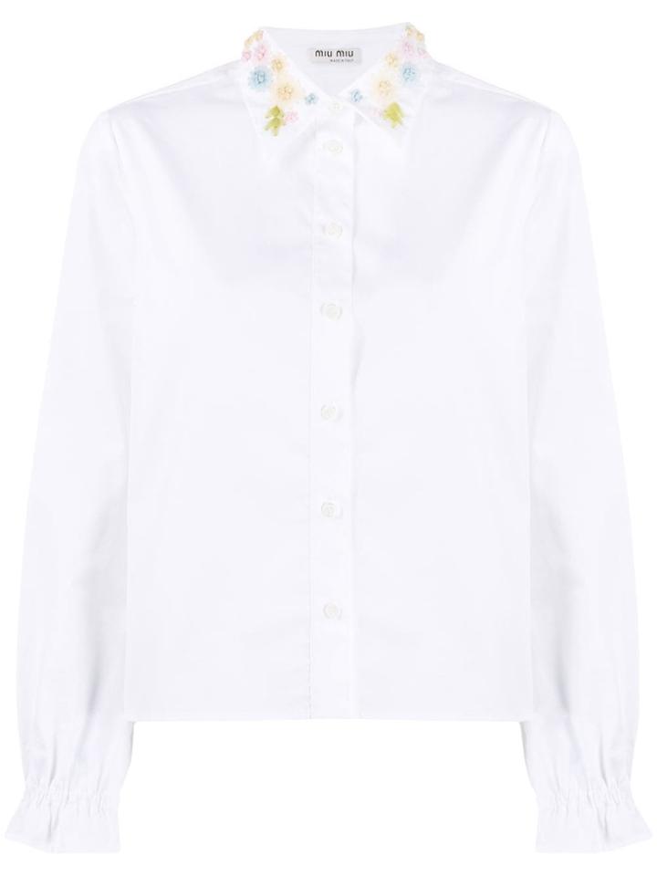 Miu Miu Embroidered-collar Shirt - White